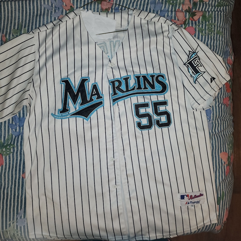 Sz 56 Throwback Florida Marlins pinstripe jersey no. 55 Josh Johnson